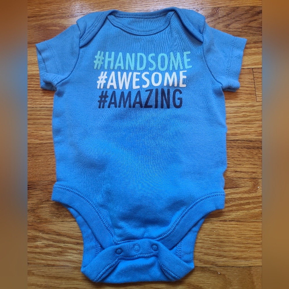 15 for $10 - Old Navy 0-3m Blue "Handsome, Awesome & Amazing" Onesie